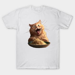 Cat Eating Spaghetti T-Shirt